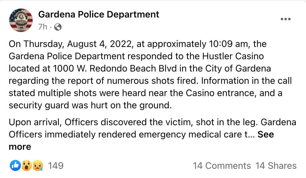 Security Guard Shot in Armored Car Heist at Hustler Casino, California 2 Screenshot 2022 08 05 at 14.00.35