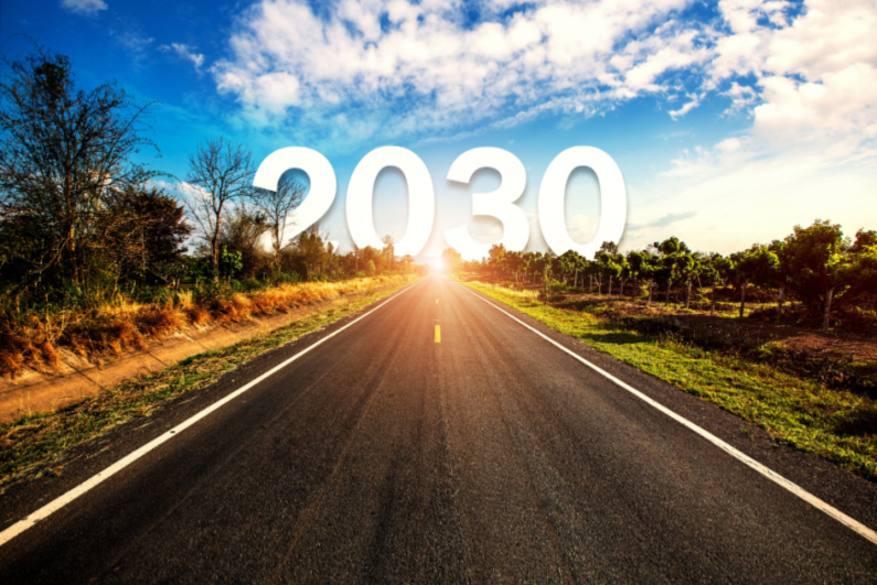 2030 icon on road