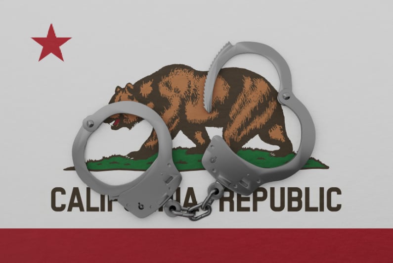 Califorina flag with handcuffs