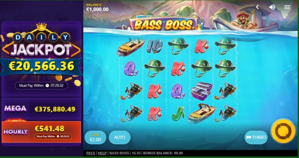 Bass Boss slot reels by Red Tiger