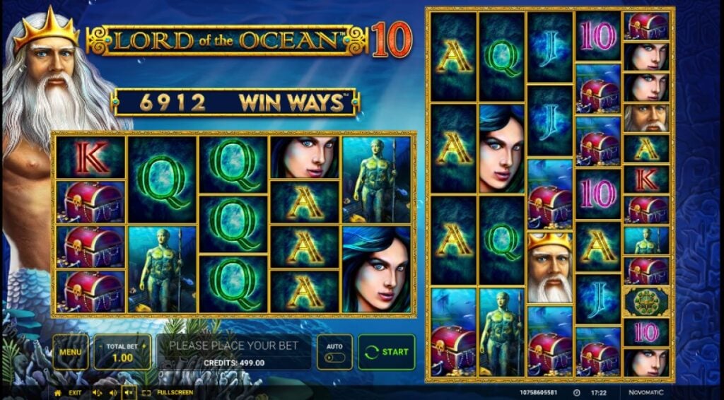 Lord of the Ocean 10: Win Ways slot reels by Novomatic