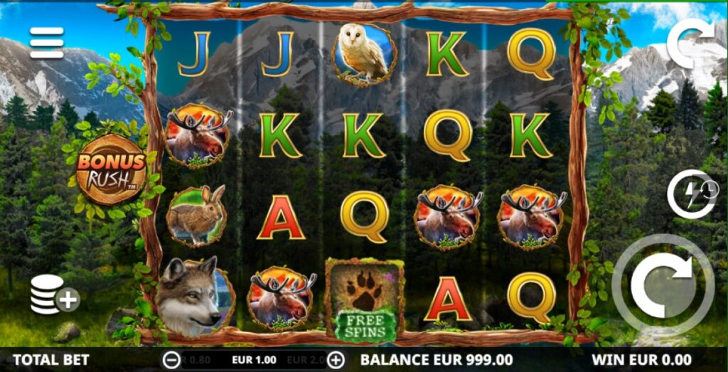 Moonlight Wolves slot reels by Leander Games