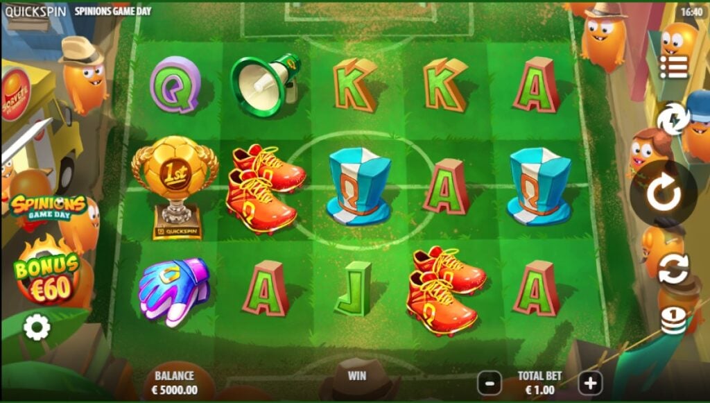 Spinions Game Day slot reels by Quickspin