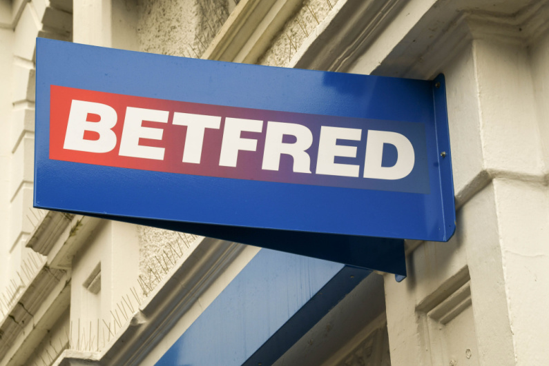 Betfred sign outside betting shop in UK