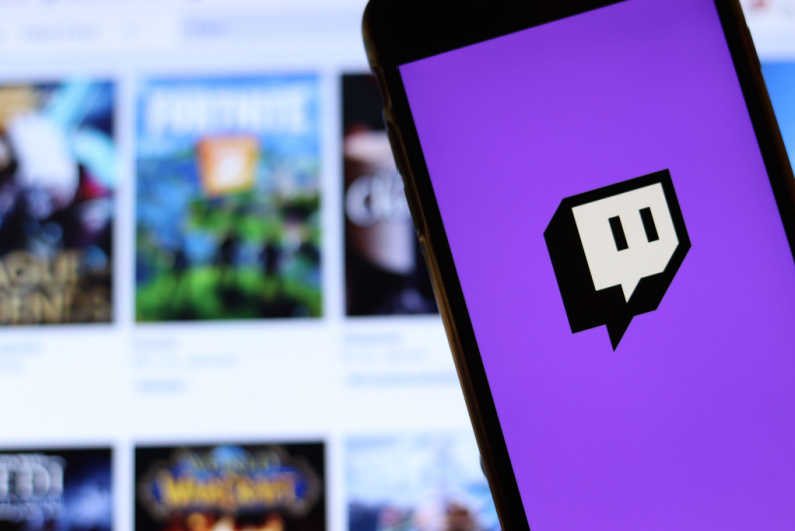 Twitch symbol on phone