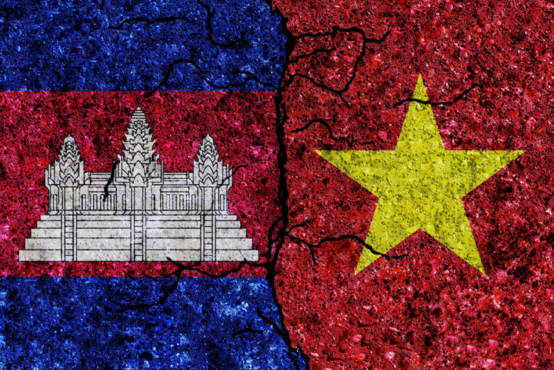 Cambodia and Vietnam flags