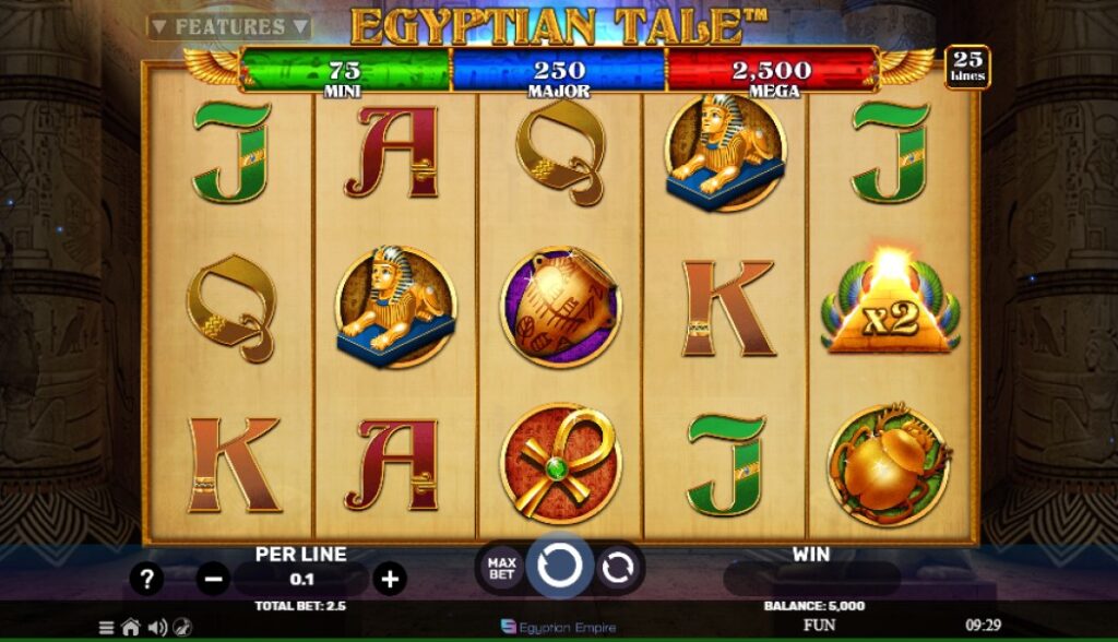 Egyptian Tale slot reels ni Spinominal