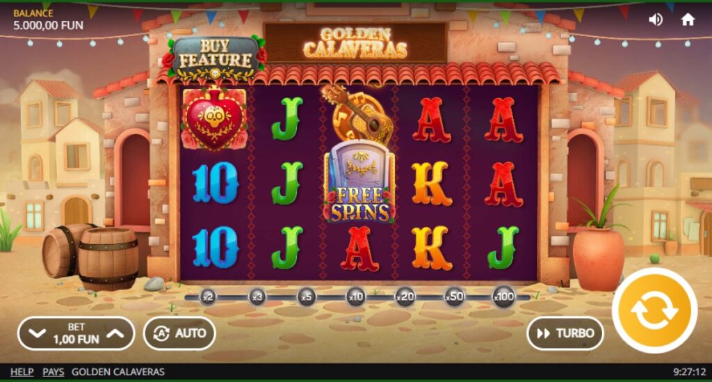 Golden Calaveras slot reels by Silverback Gaming