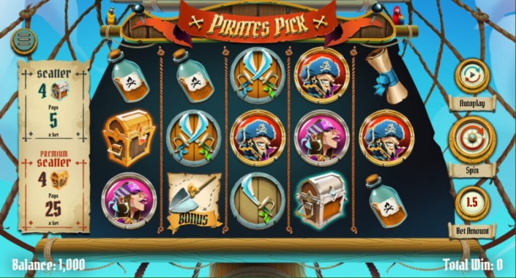 Pirates Pick slot reels by Woohoo Games