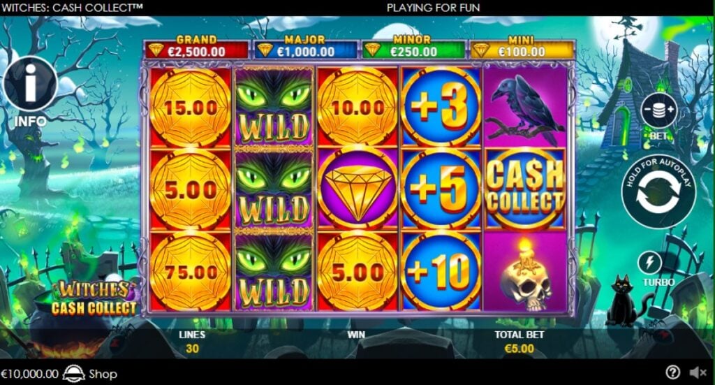 Witches Cash Collect slot reels by Playtech