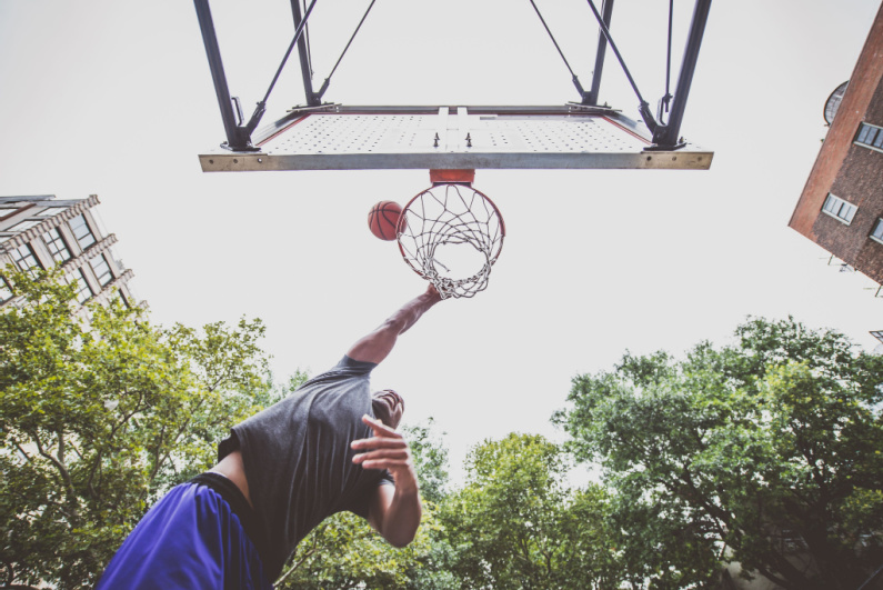 Basketball player missing dunk