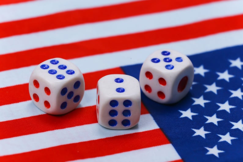 Dice on American flag