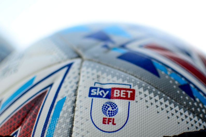 Soccer ball with Sky Bet and EFL logos