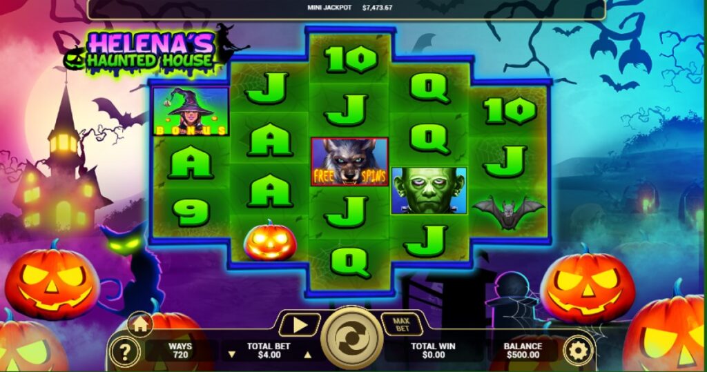 Helena's Haunted House slot reels by Arrow's Edge