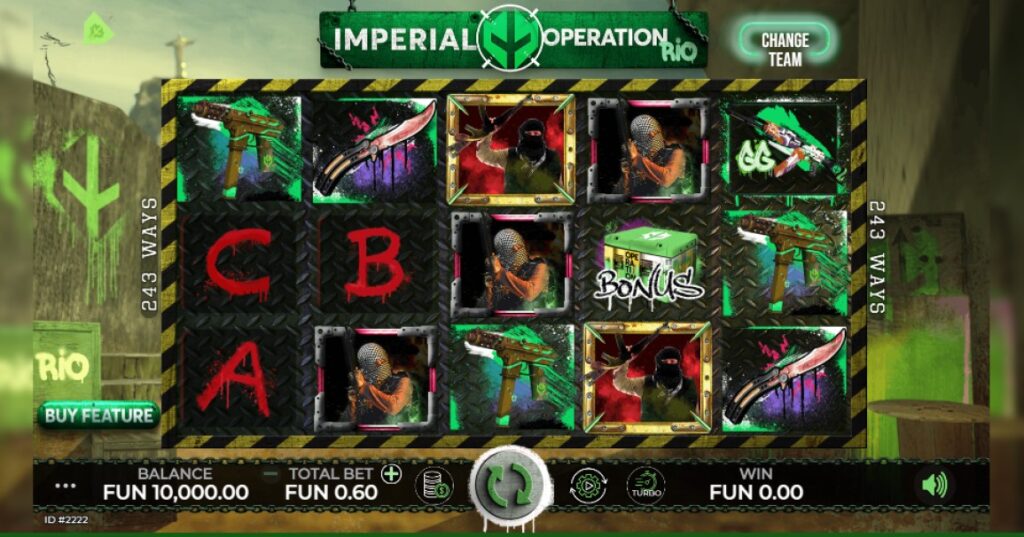 Imperial Operation Rio slot reels by Caleta Gaming