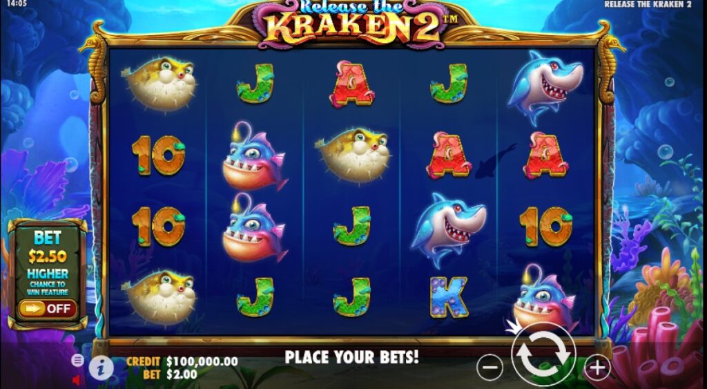 Release the Kraken 2 slot reels by Pragmatic Play