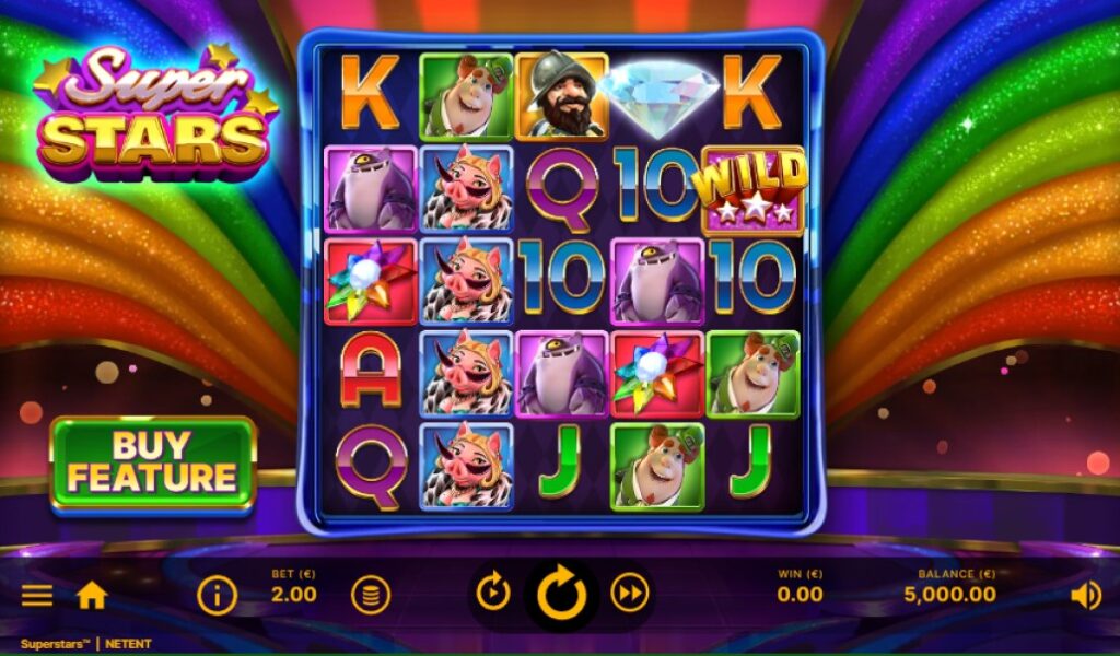 Superstars slot reels by NetEnt