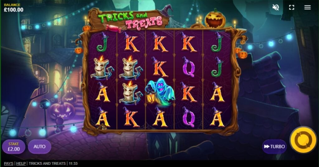 Tricks and Treats slot reels by Red Tiger Gaming