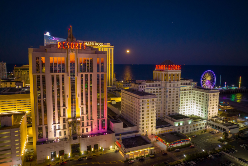 Atlantic City casinos at night