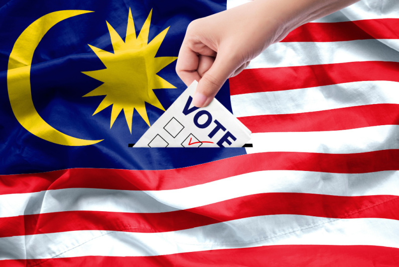 Malaysian flag and ballot