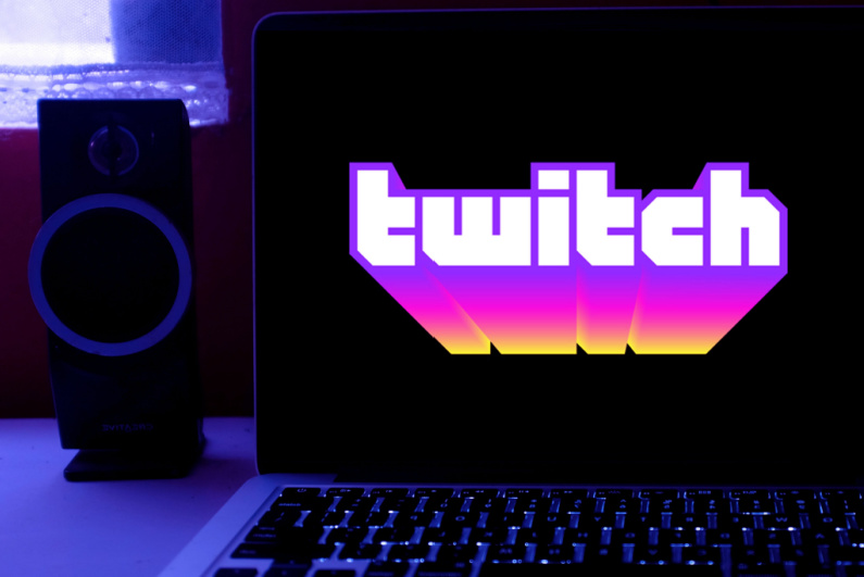 Twitch logo on computer