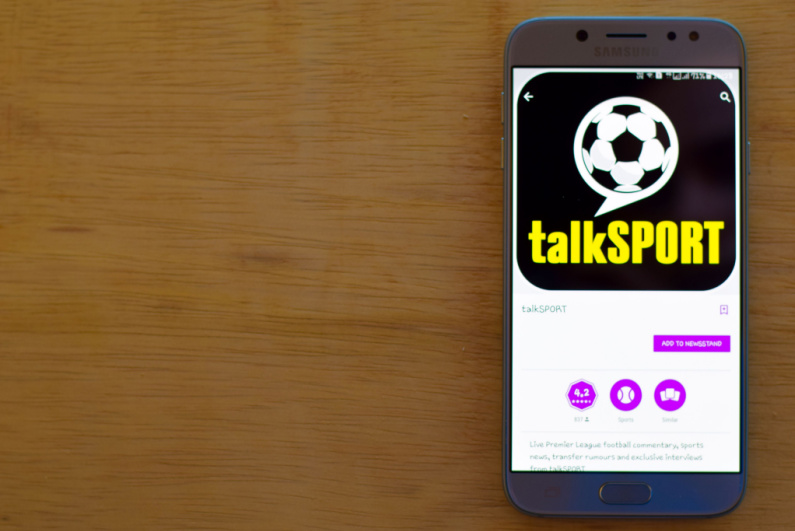 Talksport logo on the smartphone