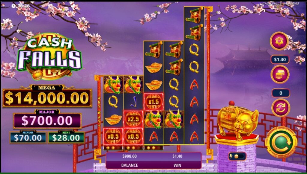 Cash Falls Huo Zhu slot reels by Light & Wonder