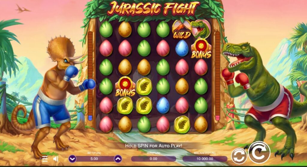 Jurassic Fight slot reels by Zillion Games