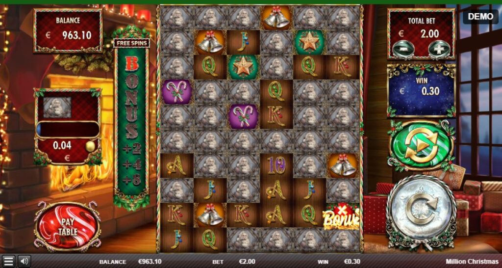 Million Christmas slot reels by Red Rake Gaming