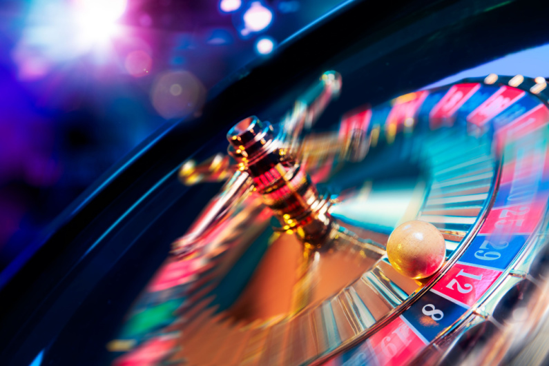 Roulette wheel in motion