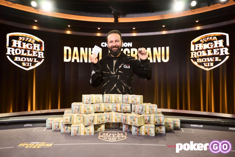Victory photo of Daniel Negreanu after the Super High Roller Bowl