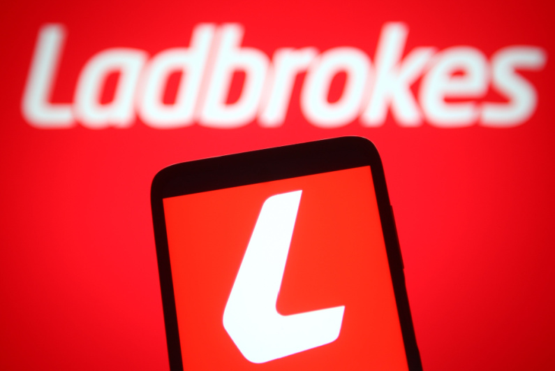 Ladbrokes logo on a smartphone