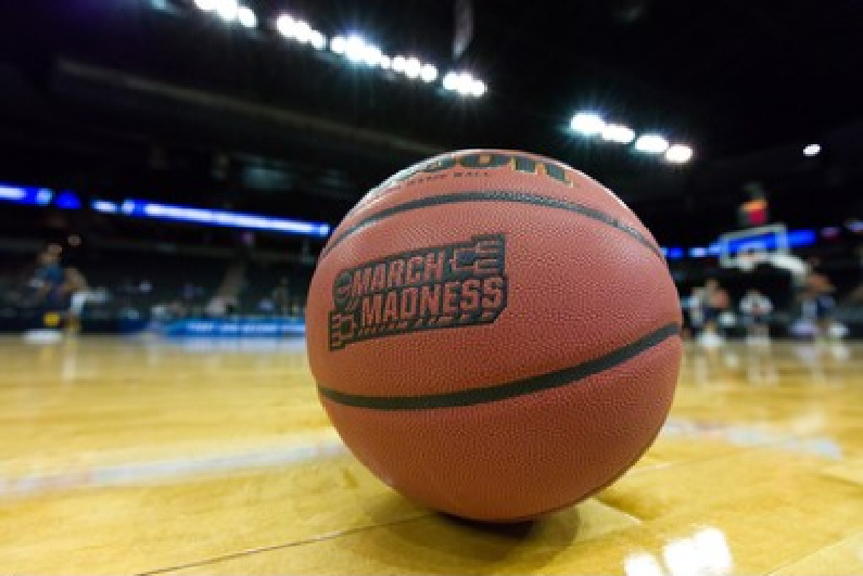 Basketball with March Madness logo