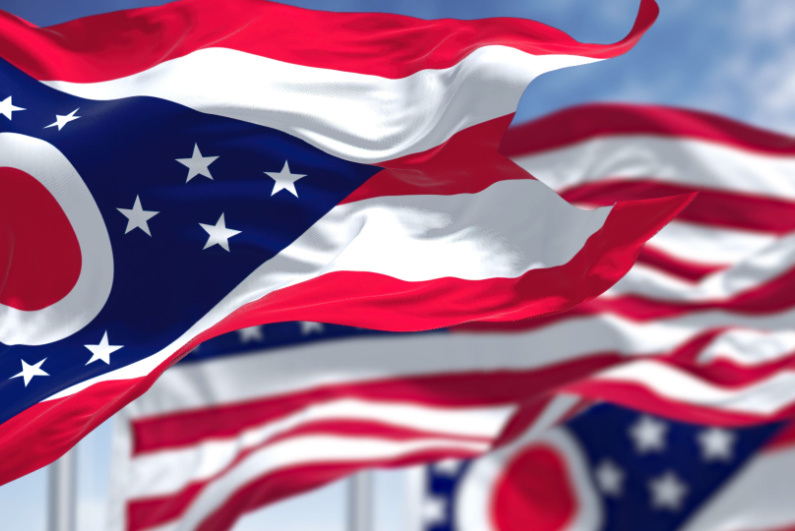 오하이오와 미국 국기