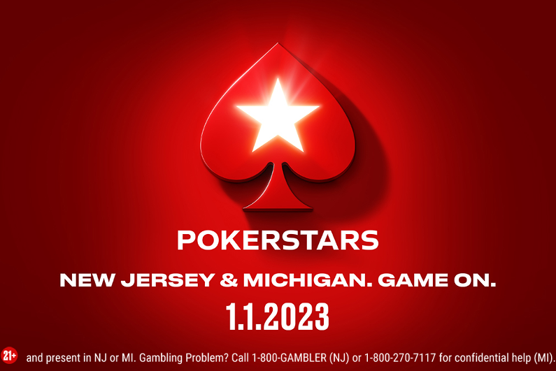 Banner promoting PokerStars' upcoming Michigan and New Jersey shared player pools