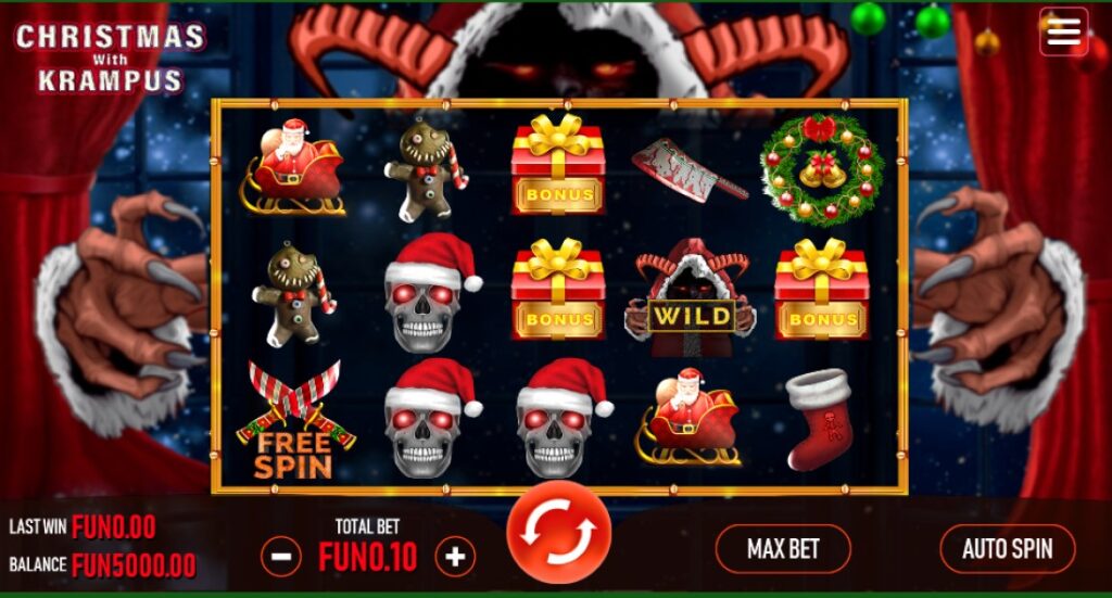 Christmas with Krampus slot reels by Urgent Games