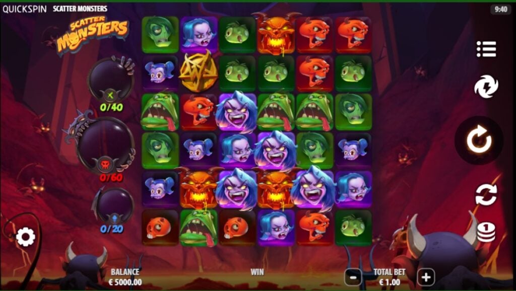 Scatter Monsters slot reels by Quickspin