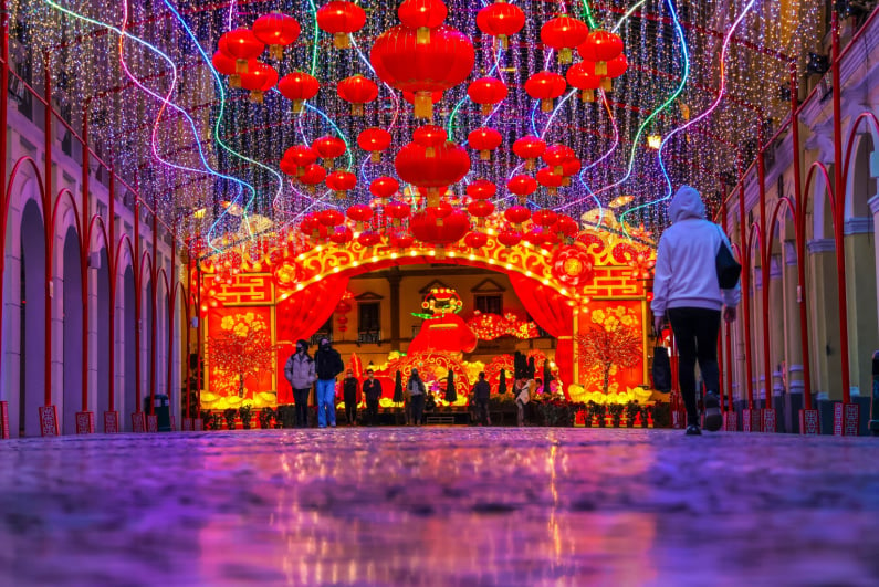 Lunar New Year decorations in Macau
