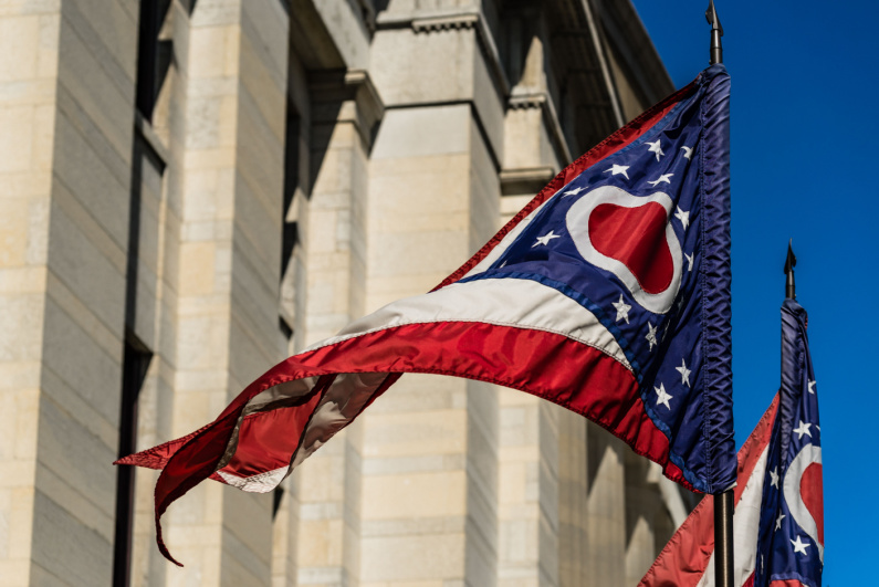 Ohio flag outside state house