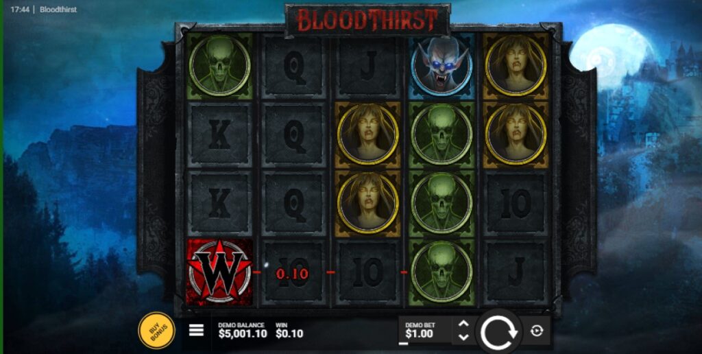 Bloodthirst slot reels by Hacksaw Gaming
