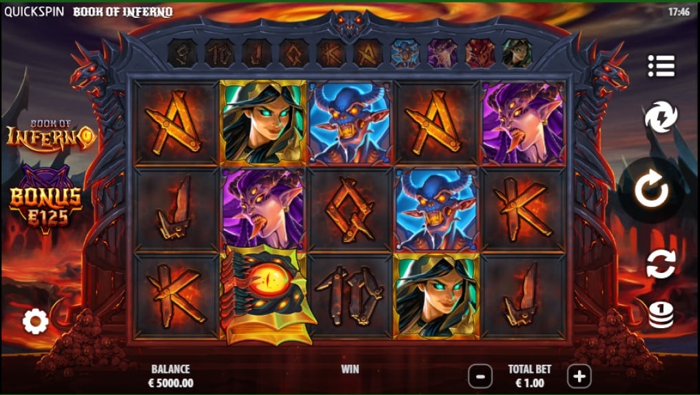 Book of Inferno slot reels by Quickspin