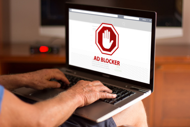 Ad blocker screen on a laptop