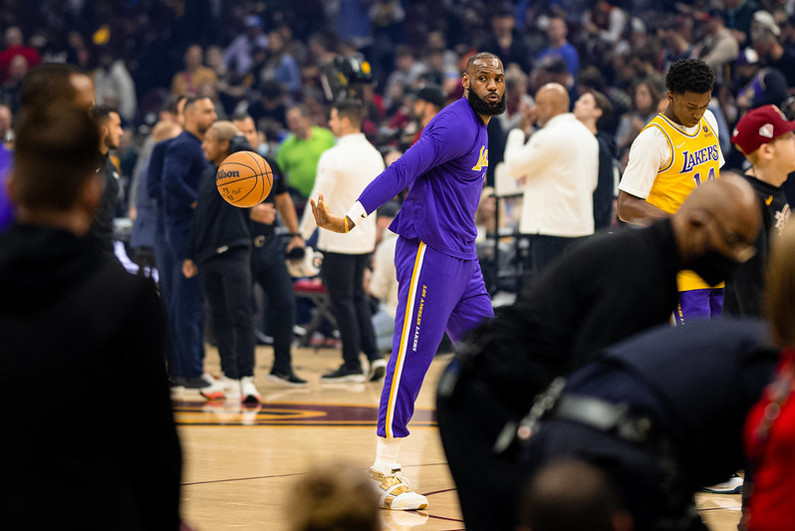 LeBron James during warmups