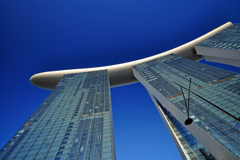 Low angle of Marina Bay Sands