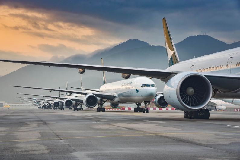 Planes on runway