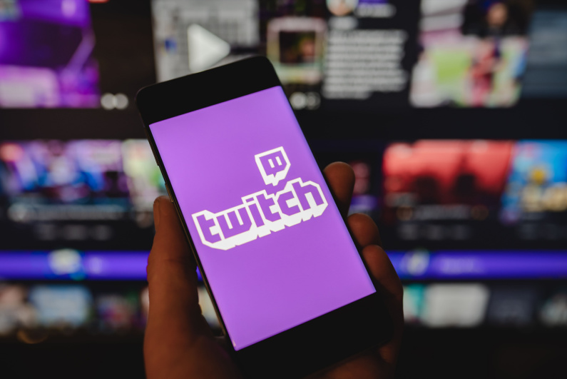 Twitch logo on the phone