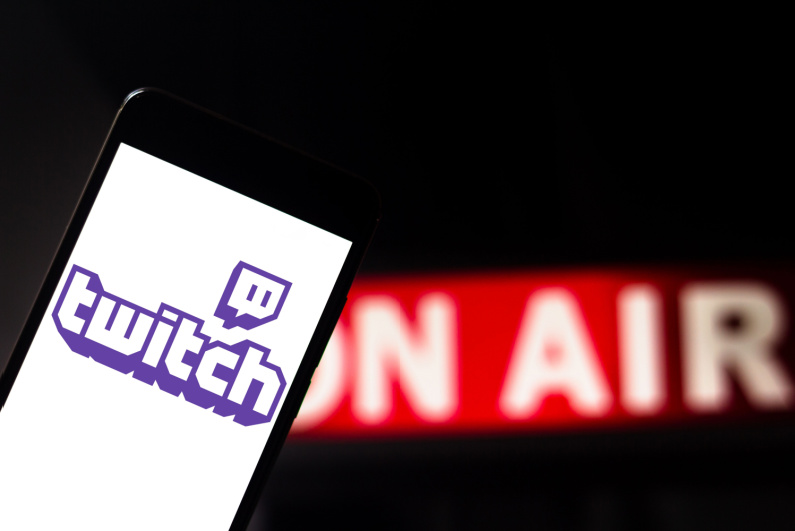 Twitch logo on phone