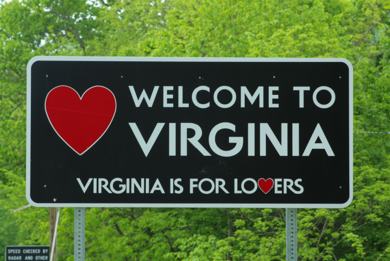 Welcome to Virginia road sign
