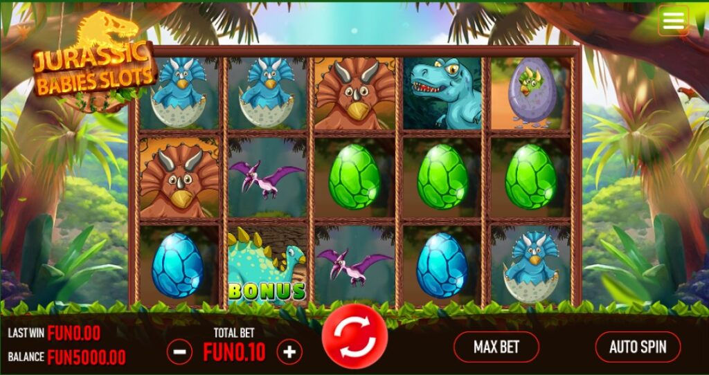 Jurassic Babies slot reels by Urgent Games