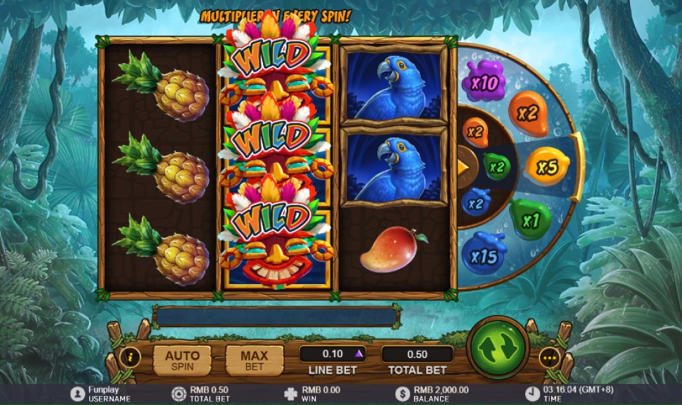 Rainforest Riches slot reels by Gameplay Interactive